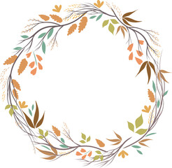 Plant wreath. Gentle colors. Vector illustration