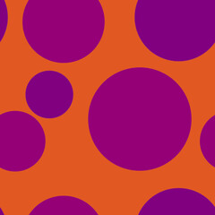 Abstract seamless pattern with colorful lilac different balls on orange.Illustration of overlapping colorful dots pattern for background abstract ornament.For invitation,flyer,banner,textile,fabric
