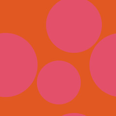 Abstract seamless pattern with colorful pink different balls on orange.Illustration of overlapping colorful dots pattern for background abstract ornament.For invitation,flyer,banner,textile,fabric