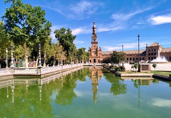 water pool in the Plaza de Espana in Seville