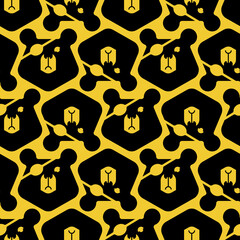 Bear with an eye patch Pattern seamless. One-eyed predator Background. crippled grizzly texture