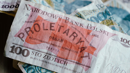 Poland 100 Zlotych, 1982 Banknotes. Polish money. Polish banknote. Closeup Collection.