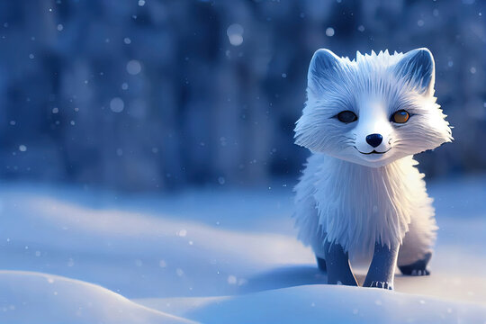 Artic fox in the snow Stock Illustration | Adobe Stock