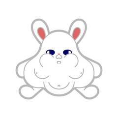 Fat rabbit Cartoon. fleshy hare isolated. Vector illustration