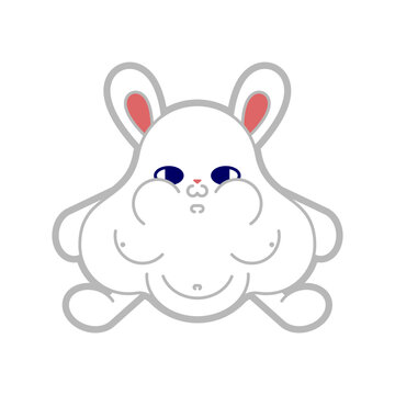 Fat rabbit Cartoon. fleshy hare isolated. Vector illustration