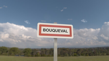 Panneau de la ville de Bouqueval. Entrée dans la municipalité.