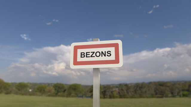 Panneau de la ville de Bezons. Entr&eacute;e dans la municipalit&eacute;.