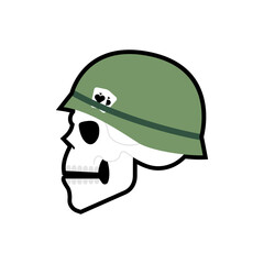 Skull in military helmet. concept of the army of death Vector illustration