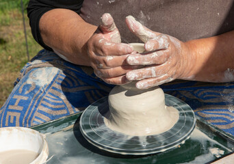 pottery, potter, hands, creating a pot, clay, 