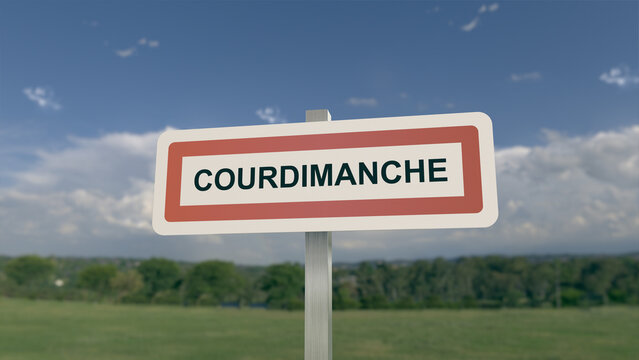 Panneau de la ville de Courdimanche. Entr&eacute;e dans la municipalit&eacute;.