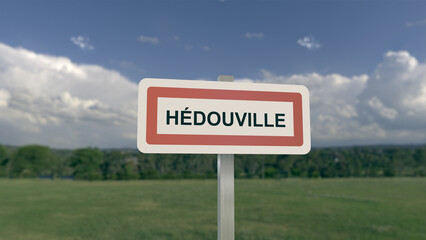 Panneau de la ville de H&eacute;douville. Entr&eacute;e dans la municipalit&eacute;.