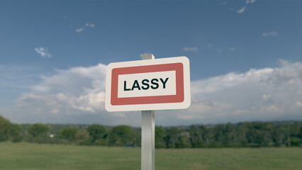 Panneau de la ville de Lassy. Entrée dans la municipalité.