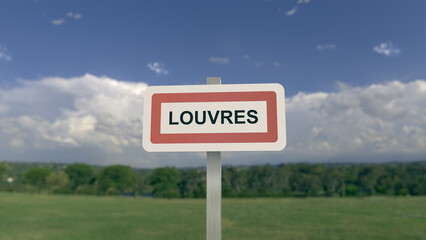 Panneau de la ville de Louvres. Entr&eacute;e dans la municipalit&eacute;.