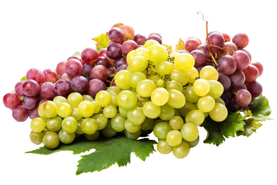 PNG. Two bunches of grapes. Green and pink grapes