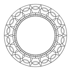 Round frame with a pattern. Geometric pattern. Simple style. Circular ornament.