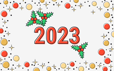 Christmas and New Year 2023 retro cartoon style vector illustration
