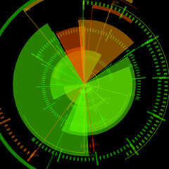 futuristic radial user interface measuring widgets