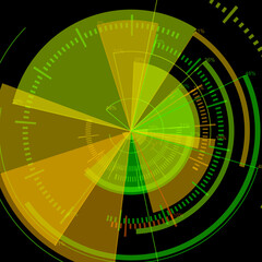 futuristic radial user interface measuring widgets