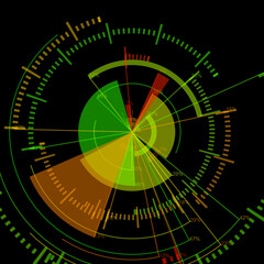 futuristic radial user interface measuring widgets