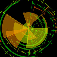 futuristic radial user interface measuring widgets