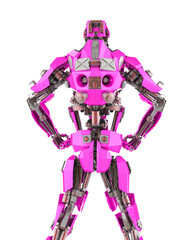 Fototapeta premium cyber mech is doing a power pose rear view