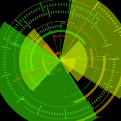 futuristic radial user interface measuring widgets