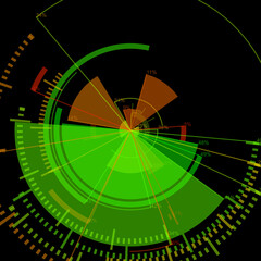 futuristic radial user interface measuring widgets