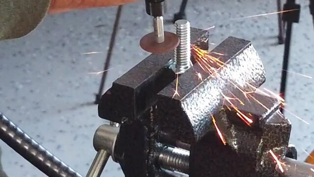 Slow Motion Top View Cutting A Metal Washer With Dremel Tool