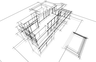 architectural sketch of a house