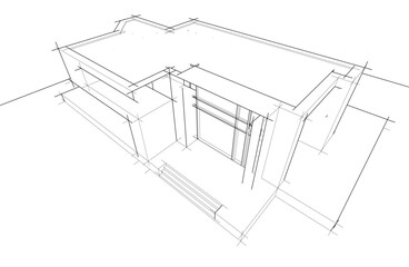architectural sketch of a house