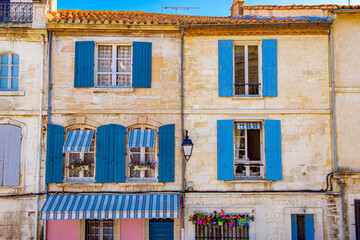 Blue Shutters in Arles, France.