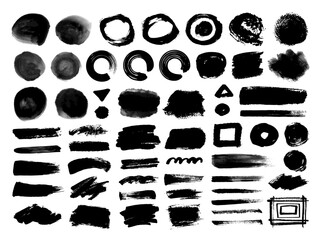 手描きの墨のブラシとテクスチャセット