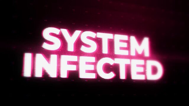 System Infected Warning Alert Error Message flashing on Screen, Computer system crash. concept of Hacking attack. Cybercrime concept. Computer system under attack. system breach, cyber crime