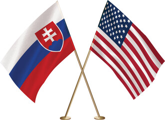 Slovakia,US flag together.American,Slovakia waving flag together