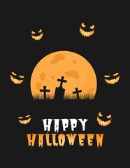 Happy Halloween Poster and greeting card with Jack O lantern and Dark Color. Suitable to use on Halloween event. Also suitable for uploading social media at Halloween event