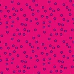Abstract polka seamless pattern with voluminous lilac balls on purple.Illustration of overlapping colorful dot pattern for background abstract ornament.For invitation,flyer,banner,textile,fabric,print
