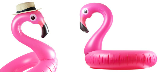 Flamingo icon. Pink pool inflatable flamingo for summer beach is