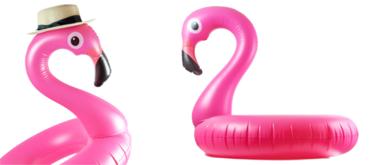 Flamingo icon. Pink pool inflatable flamingo for summer beach is