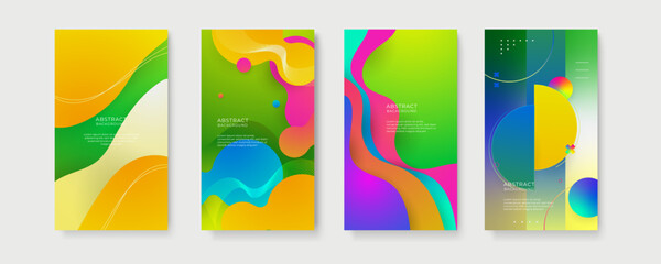 Vector set of abstract creative backgrounds in minimal trendy style with copy space for text - design templates for social media stories. Abstract background for social media marketing, ads, poster