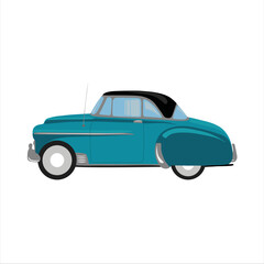 Vintage car turquoise isolated on white