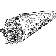 Hand drawn Burrito Sketch Illustration