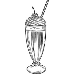 Hand drawn Milkshake Sketch Illustration
