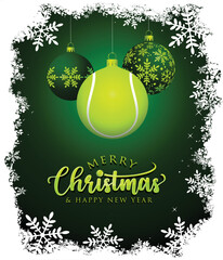 Tennis Ball Christmas Greeting card - Merry Christmas and happy new year