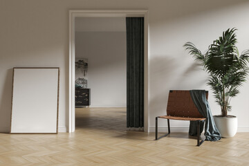 Minimalistic hallway with empty frame - 538226923