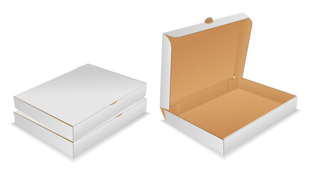 set of realistic pizza box package isolated. eps vector