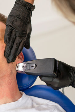 close up of a man having a beauty treatment