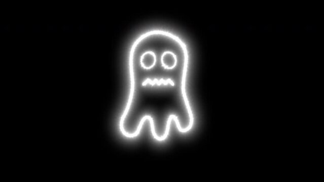 Spooky scary Halloween ghost animation isolated on black background, camera shake effect. 