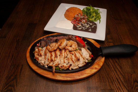 Mexican Shrimp Steak and Chicken Fajitas