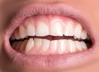 close up of lips. Teeth. Lips. Smile. Dental. 