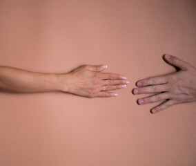 Hands couple. Concept. Finger. Gesture. Help. Hope. 